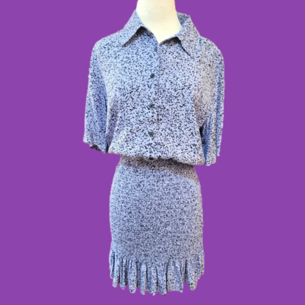 Stockholm black and purple spotted size 8 stretch bottom y2k dress
